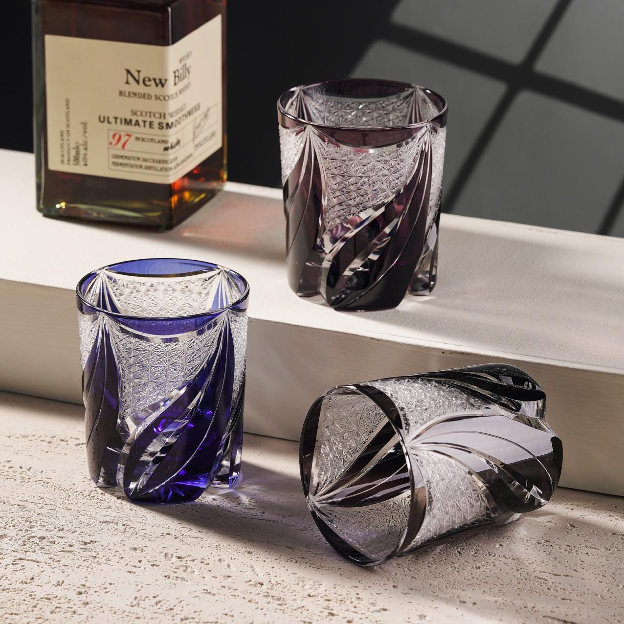 lovecove Vintage Kiriko Blue Flame Whiskey Glass image 3