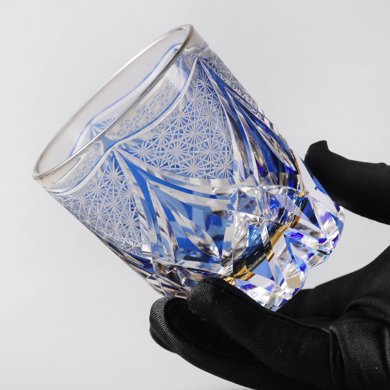 lovecove Vintage Kiriko Blue Whisky Crystal Glass image 6