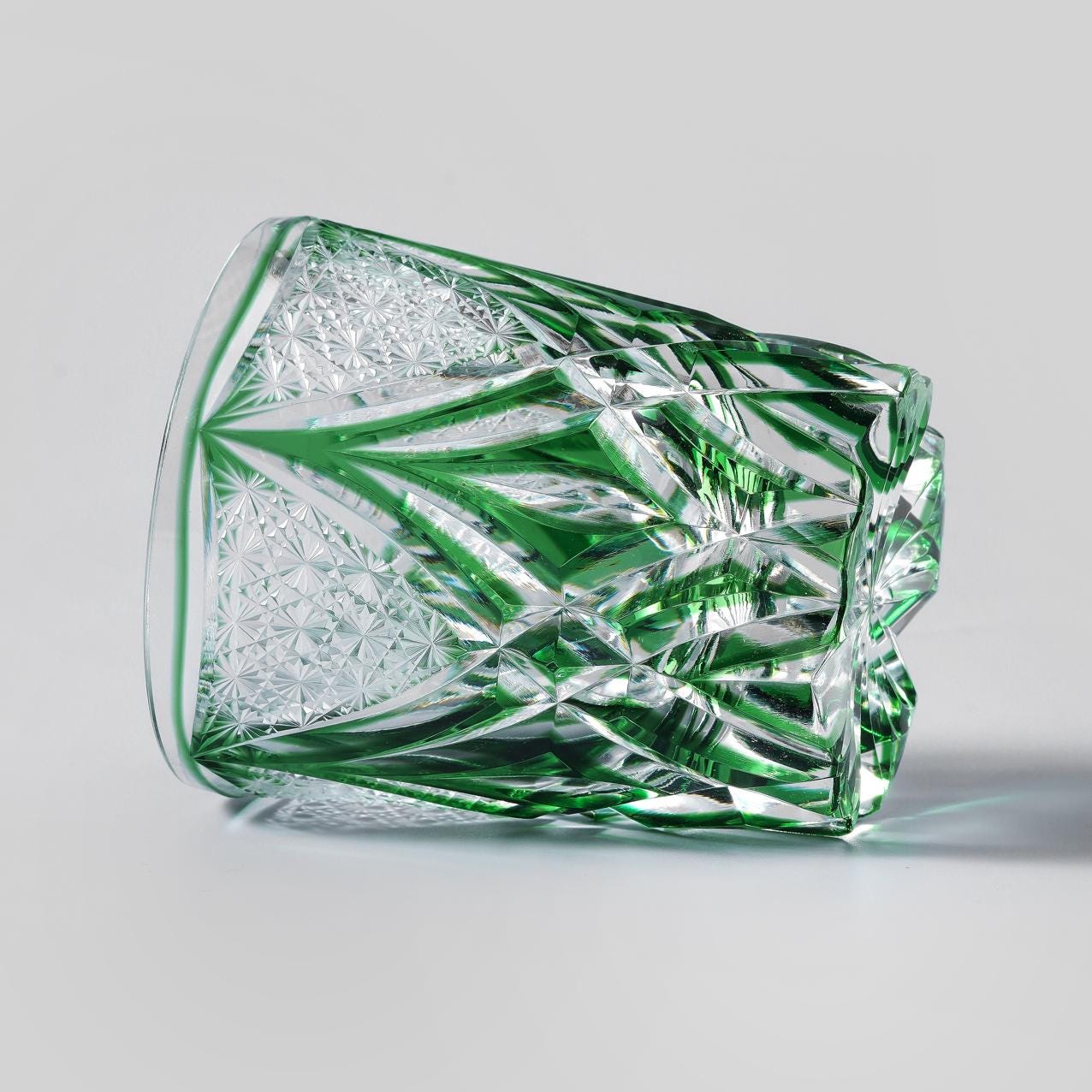 lovecove Vintage Kiriko Green Whiskey Glasses image 6