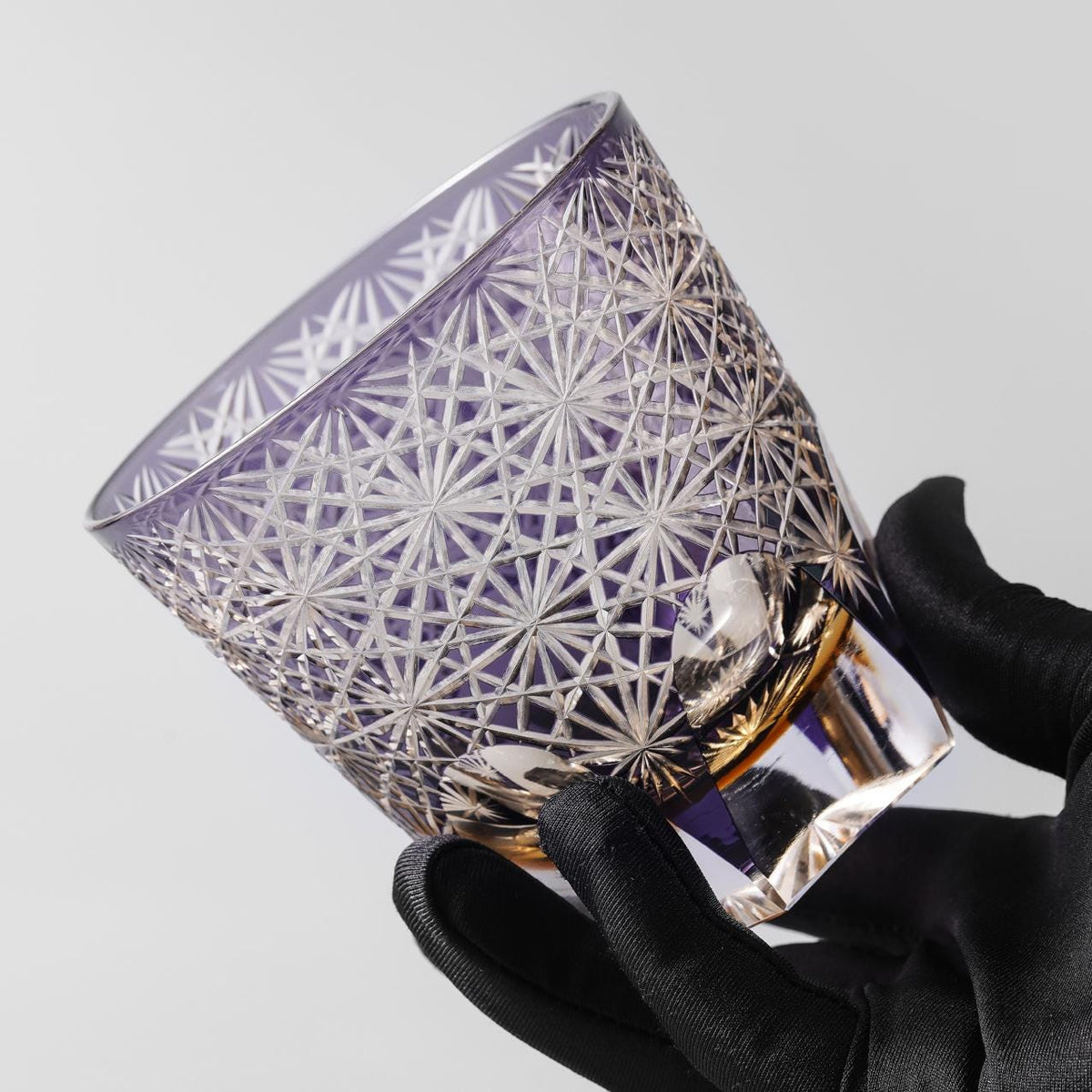 lovecove Vintage Kiriko Luxury Purple Crystal Whisky Rocks Glass image 1
