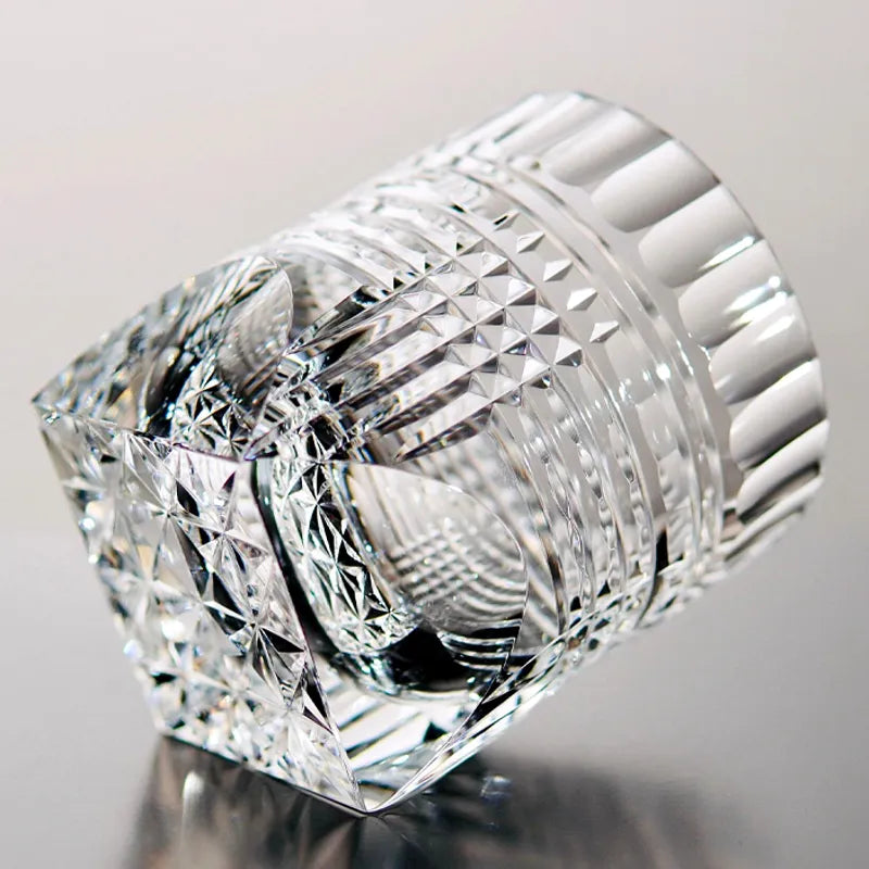 Close view of cut-glass facets
